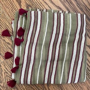 Madewell Olive and Burgundy Striped Scarf